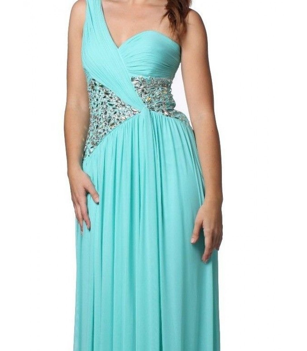 Terani Couture P1502 Tiffany Blue One Shoulder Formal Gown Prom Dress Sz 4